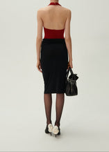 Load image into Gallery viewer, Cowl neck halter bodysuit in red
