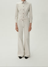 Load image into Gallery viewer, Mid-rise flare denim pants in white sand
