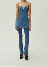 Load image into Gallery viewer, Denim bustier mini dress in blue
