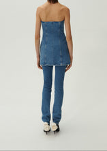 Load image into Gallery viewer, Denim bustier mini dress in blue
