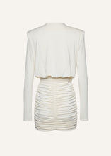 Load image into Gallery viewer, Long sleeve draped mini dress in cream
