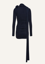 Load image into Gallery viewer, Long sleeve wrap neck mini dress in navy
