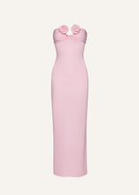 Load image into Gallery viewer, Strapless flower appliqué maxi dress in pink
