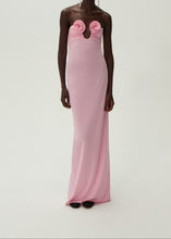 Load image into Gallery viewer, Strapless flower appliqué maxi dress in pink
