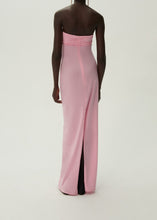 Load image into Gallery viewer, Strapless flower appliqué maxi dress in pink

