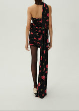 Load image into Gallery viewer, Wrap neck mini dress in black print
