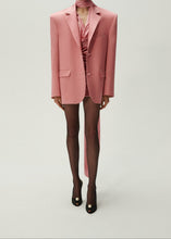 Load image into Gallery viewer, Long sleeve draped silk mini dress in pink
