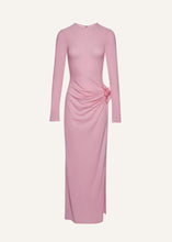 Load image into Gallery viewer, Gathered long sleeve maxi dress in pink
