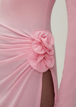 Load image into Gallery viewer, Gathered long sleeve maxi dress in pink
