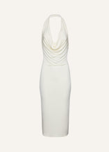 Load image into Gallery viewer, Cowl neck halter midi dress in cream
