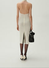 Load image into Gallery viewer, Cowl neck halter midi dress in cream
