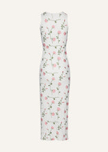 Load image into Gallery viewer, Ribbed jersey dress in cream rose embroidery
