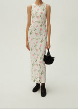 Load image into Gallery viewer, Ribbed jersey dress in cream rose embroidery
