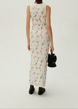 Load image into Gallery viewer, Ribbed jersey dress in cream rose embroidery
