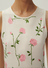Load image into Gallery viewer, Ribbed jersey dress in cream rose embroidery
