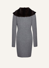 Load image into Gallery viewer, Faux fur trim cashmere cardigan in light grey
