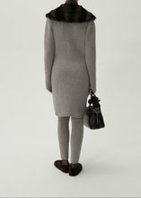 Load image into Gallery viewer, Faux fur trim cashmere cardigan in light grey
