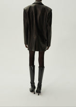 Load image into Gallery viewer, Draped leather mini skirt in black

