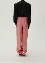 Load image into Gallery viewer, Wide leg silk tailored pants in pink
