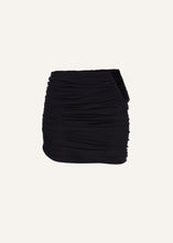 Load image into Gallery viewer, Hip plunge ruched mini skirt in black

