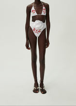 Load image into Gallery viewer, Classic high waist flower swim bottom in cream print
