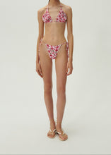 Load image into Gallery viewer, High-waist string tie swim bottom in pink print
