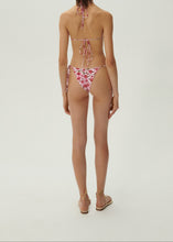 Load image into Gallery viewer, Floral strappy triangle bikini top in pink print
