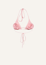 Load image into Gallery viewer, Floral strappy triangle bikini top in pink
