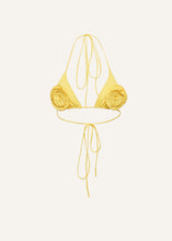 Load image into Gallery viewer, Floral strappy triangle bikini top in yellow
