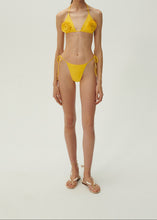 Load image into Gallery viewer, Floral strappy triangle bikini top in yellow
