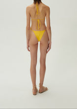 Load image into Gallery viewer, Floral strappy triangle bikini top in yellow
