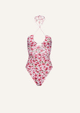 Load image into Gallery viewer, Criss cross halter swimsuit in pink print
