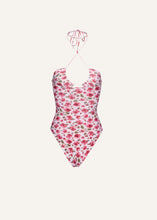 Load image into Gallery viewer, Criss cross halter swimsuit in pink print

