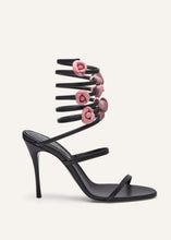 Load image into Gallery viewer, RE24 LONG SPIRAL SANDALS BLACK FLOWER PINK

