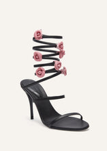 Load image into Gallery viewer, RE24 LONG SPIRAL SANDALS BLACK FLOWER PINK
