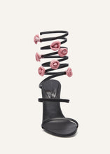 Load image into Gallery viewer, RE24 LONG SPIRAL SANDALS BLACK FLOWER PINK
