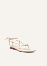 Load image into Gallery viewer, RE24 WRAP AROUND FLAT PEARLS SANDALS CREAM
