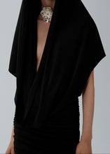Load image into Gallery viewer, Hooded plunge maxi dress in black
