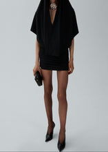 Load image into Gallery viewer, Hooded plunge maxi dress in black
