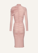 Load image into Gallery viewer, Draped high neck midi dress in pink
