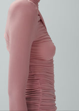 Load image into Gallery viewer, Draped high neck midi dress in pink

