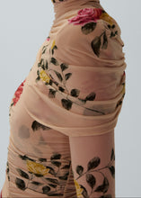 Load image into Gallery viewer, Draped high neck midi dress in beige print
