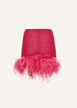 Load image into Gallery viewer, Feather crochet mini skirt in fuchsia
