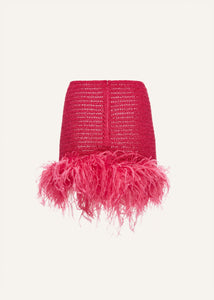 Feather crochet mini skirt in fuchsia