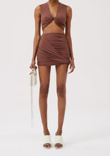 Load image into Gallery viewer, V neck twist swim top in brown
