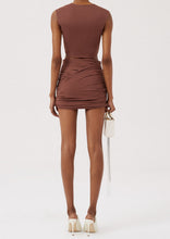 Load image into Gallery viewer, V neck twist swim top in brown
