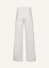 Load image into Gallery viewer, Floral embroidered denim in white
