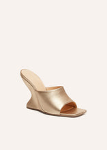 Load image into Gallery viewer, SS23 INVERTED WEDGE MULES LEATHER GOLD
