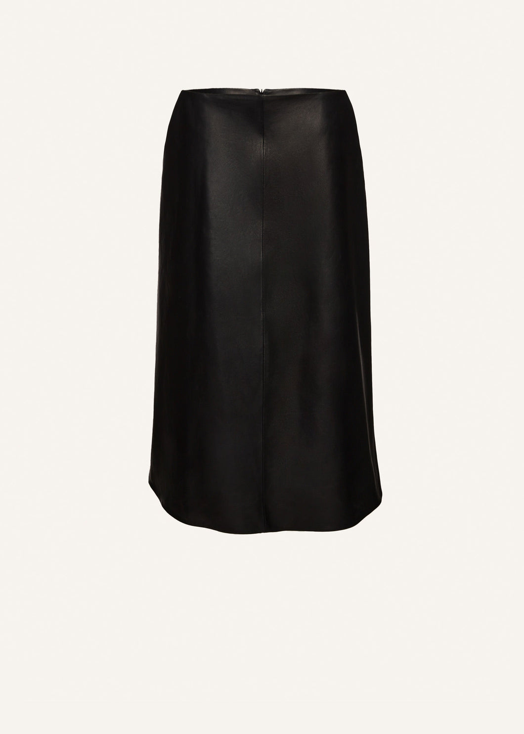 Low rise leather midi skirt in black