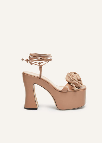 SS23 PLATFORM FLOWER SANDALS CROCHET NUDE
